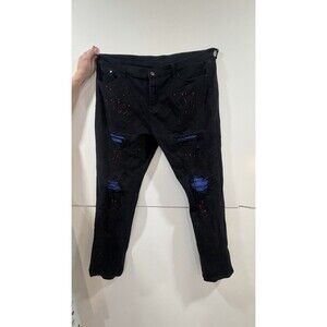 Cool Paint Splatter And Ripped Jeans Size 42 Handmade